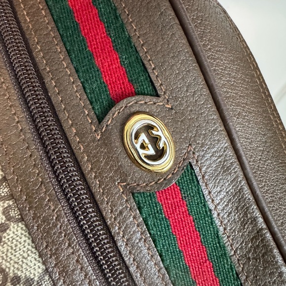 Gucci Brown Canvas and Leather Shoulder Bag with Red & Green Web - Picture 14 of 16